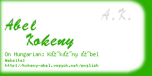 abel kokeny business card