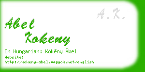 abel kokeny business card